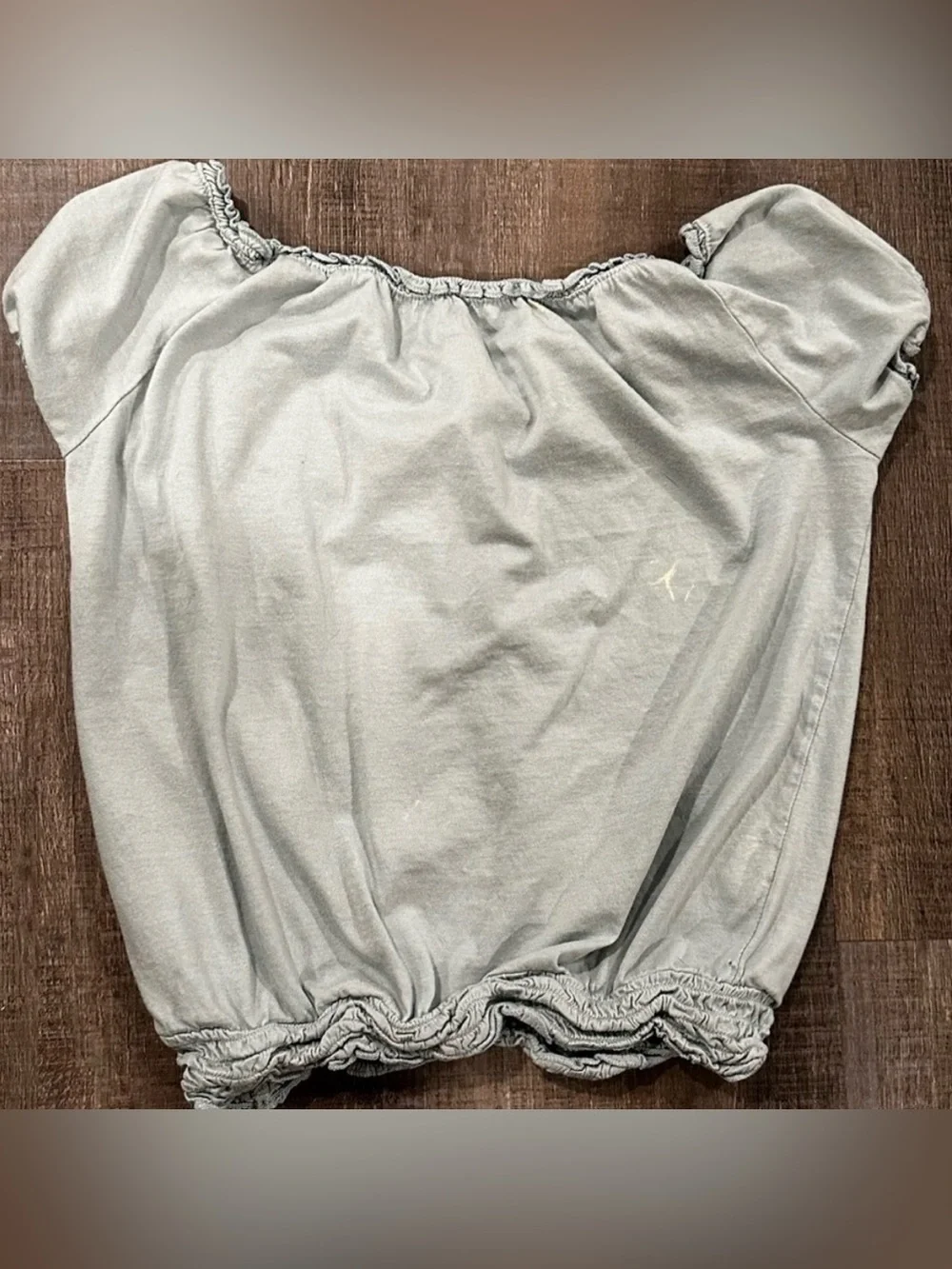 💞 Little Girls Size 10-12 Light Blue Organic Cotton Peasant Top